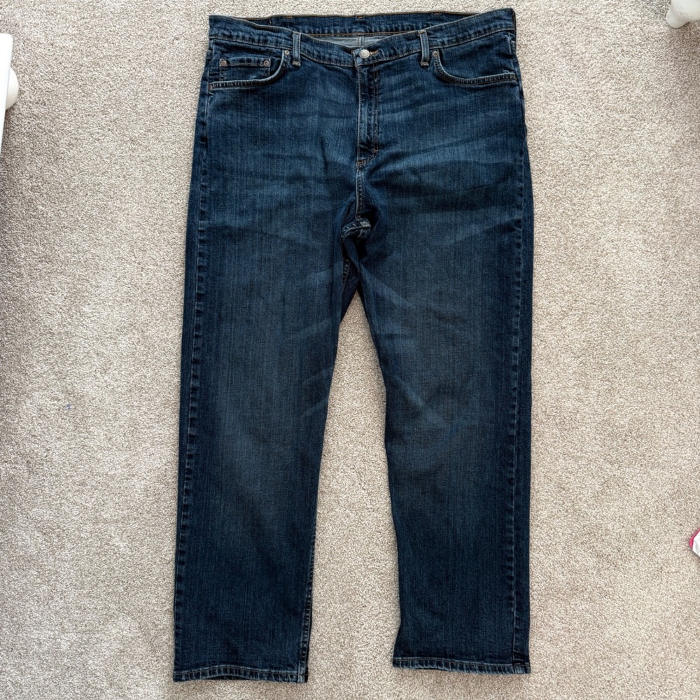 Wrangler Relaxed Fit Jeans Mens 40x30 Dark Wash Blue Premium Quality 97FXWXD
